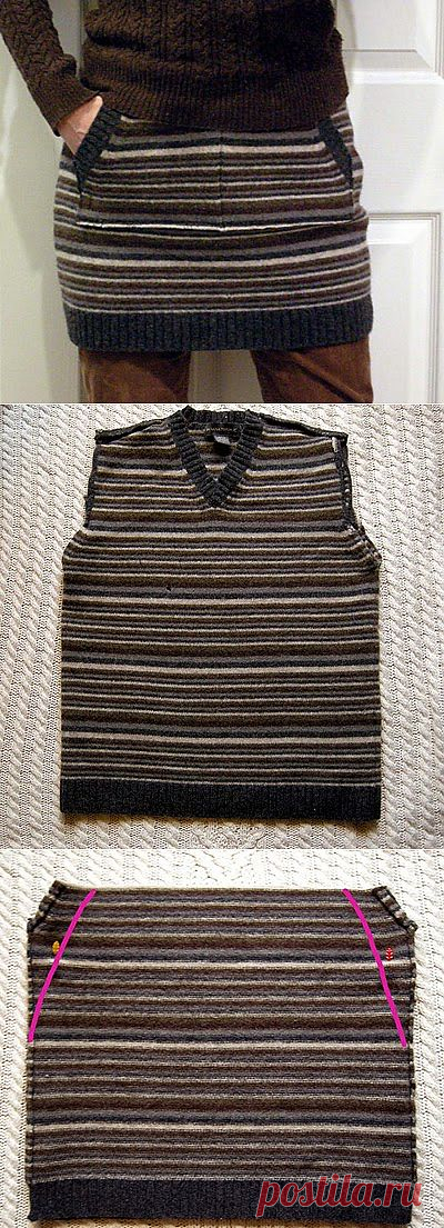 Как сшить юбку из свитера (Diy) / Свитер /