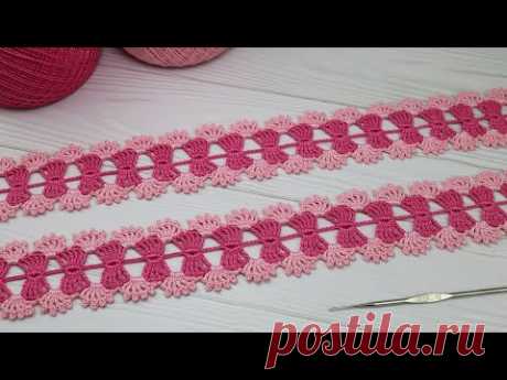 Простое ЛЕНТОЧНОЕ КРУЖЕВО вязание крючком для начинающих How to Crochet lace for Beginners