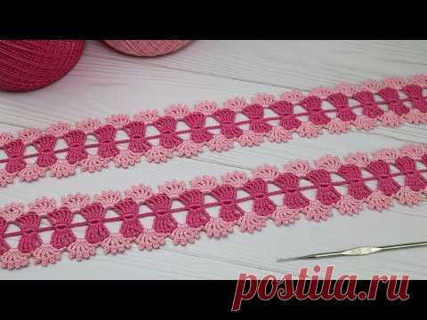 Простое ЛЕНТОЧНОЕ КРУЖЕВО вязание крючком для начинающих How to Crochet lace for Beginners