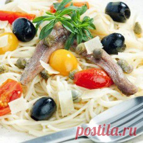 Спагетти с анчоусами, петрушкой, оливками и каперсами рецепт – итальянская кухня: паста и пицца