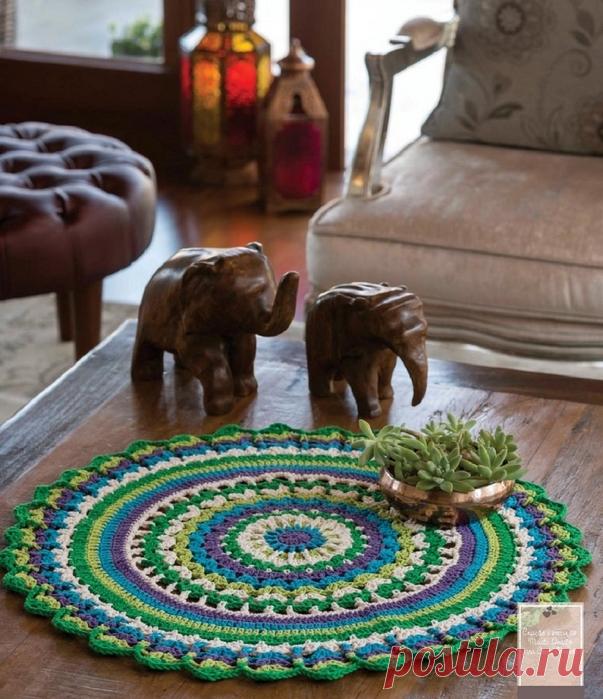Круглый разноцветный коврик крючком. Схема. / Обсуждение на LiveInternet - Российский Сервис Онлайн-Дневников