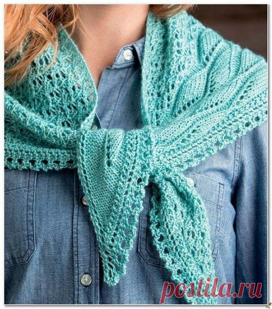 Асимметричная шаль спицами