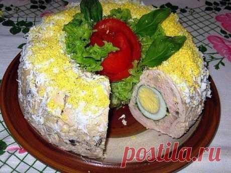 Куриный рулет «Павлиний глаз» | Самые вкусные кулинарные рецепты