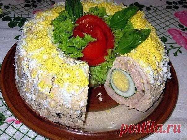 Куриный рулет «Павлиний глаз» | Самые вкусные кулинарные рецепты
