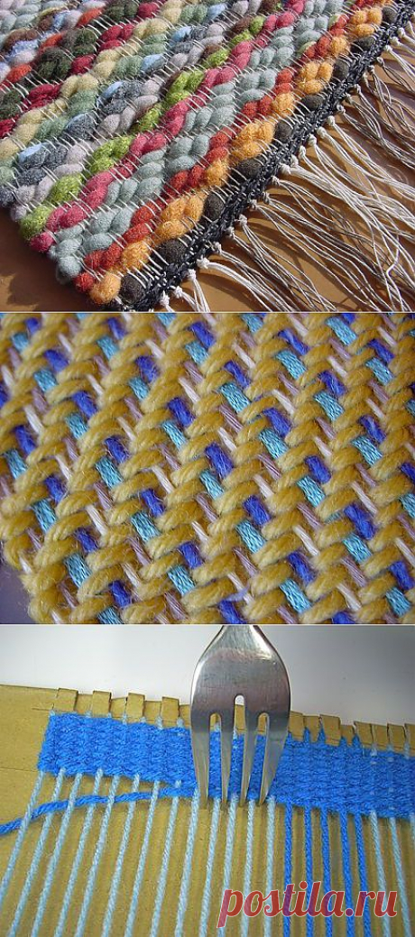 Как сделать ткацкий станок из вилки и картонки.