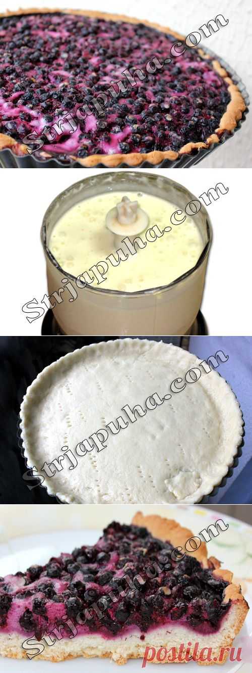 Песочный пирог с черникой открытый