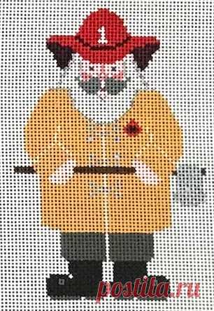 Designs by Petei - Fire Chief Santa - Needle Nook Fire Chief Santa (PT-734) is a Christmas occupational themed needlepoint canvas by Designs by Petei available from the Needle Nook of LaJolla.