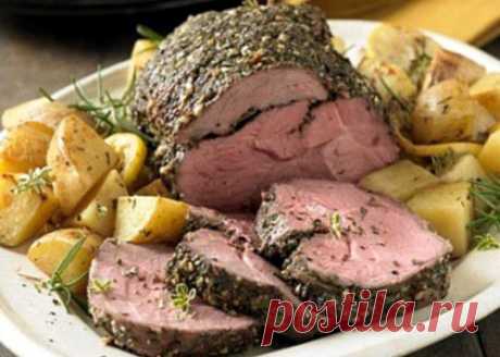 Печеная говядина с майораном и розмарином / Простые рецепты