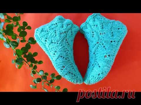 Бесшовные следки на 2 спицах - Длина подошвы 23 см (подробно для начинающих)
