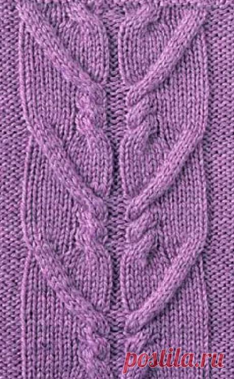 Узор из кос спицами шпуля - вязание