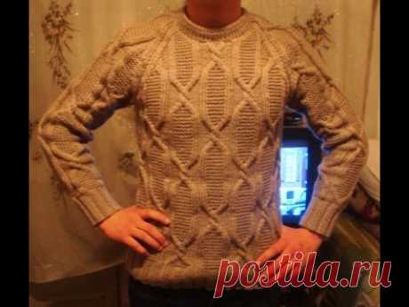 Мужской пуловер спицами с рукавом "реглан" Часть 2. Men's sweater knitting
