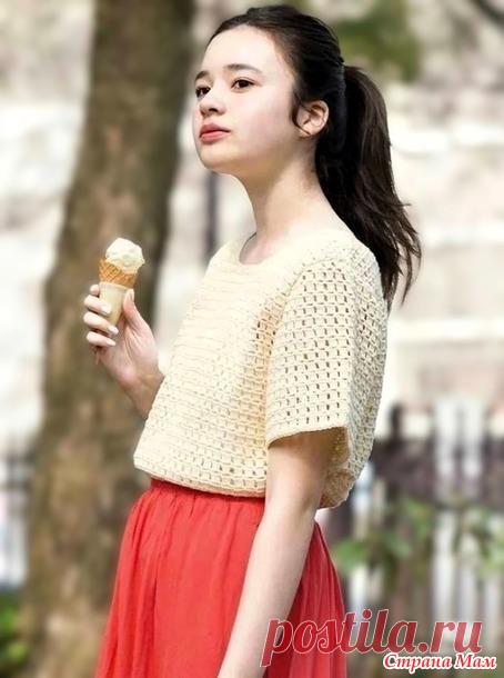 Ажурная кофточка с короткими рукавами. - Все в ажуре... (вязание крючком) - Страна Мам