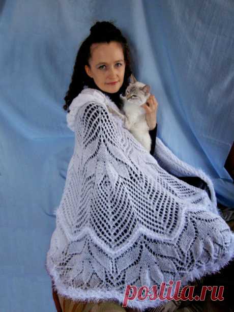 MyKnits.Ru: Накидка, шаль &quot;Снежная королева&quot; спицами