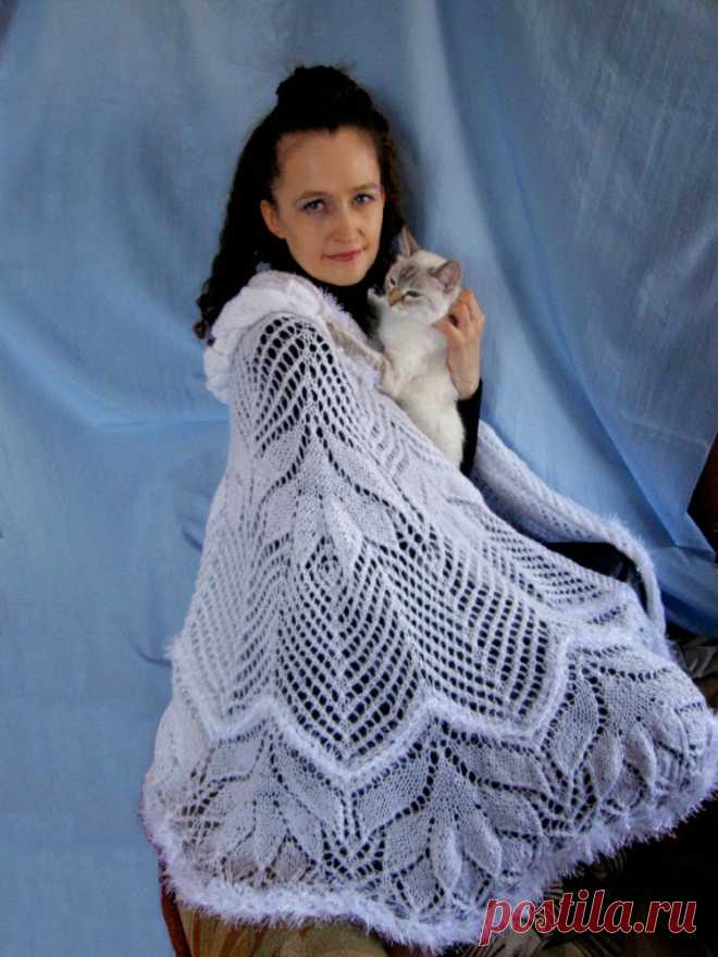 MyKnits.Ru: Накидка, шаль "Снежная королева" спицами