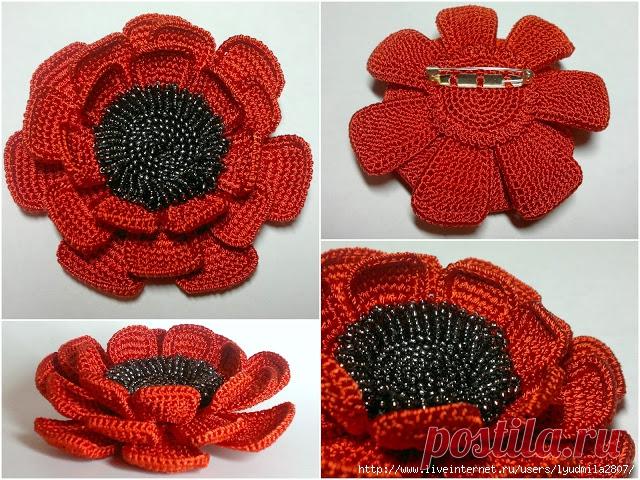 цветы и листья крючком