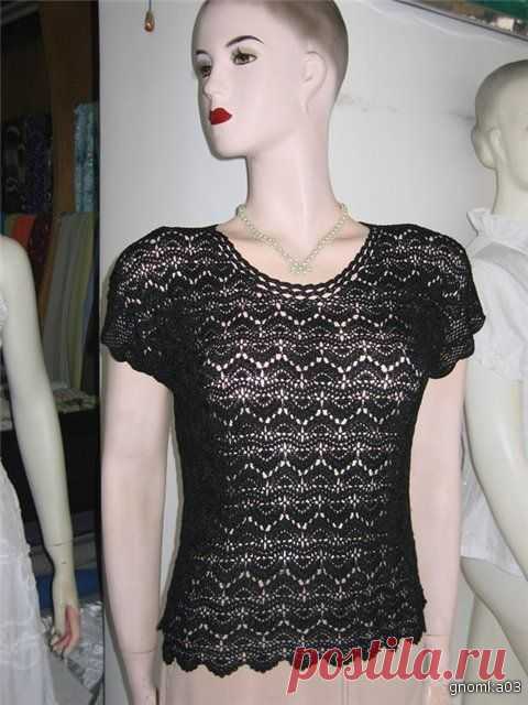 Черный топ, связанный крючком поперёк. Схема. /