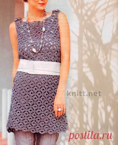 Серое платье на бретелях | knitt.net | Все о вязании