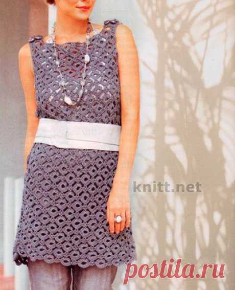 Серое платье на бретелях | knitt.net | Все о вязании