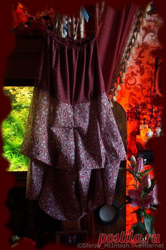 Сшила. Бохо юбочка буф "Бордовые  огурцы".Мой МК.10.03.15.