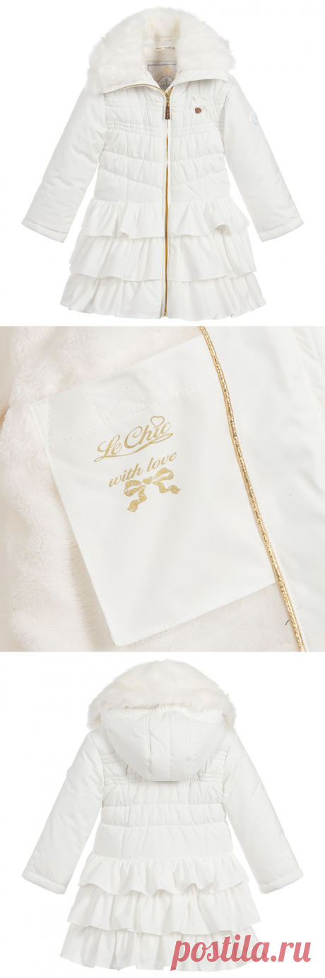 Le Chic - Girls Ivory Puffer Coat | Childrensalon