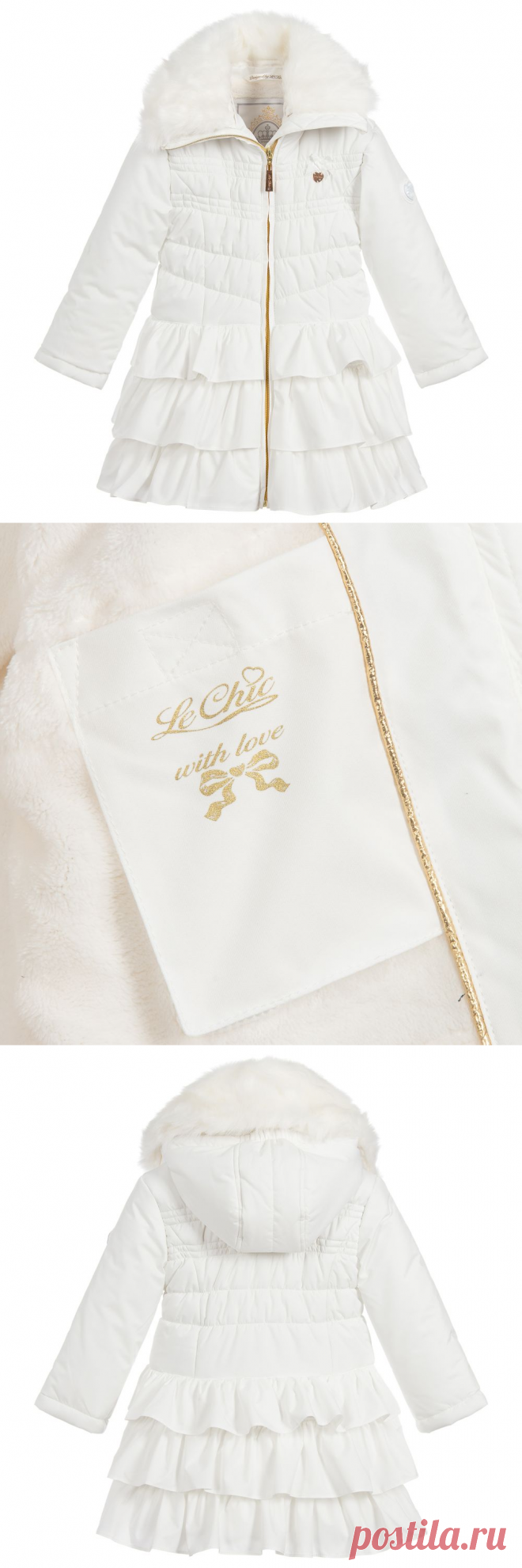 Le Chic - Girls Ivory Puffer Coat | Childrensalon