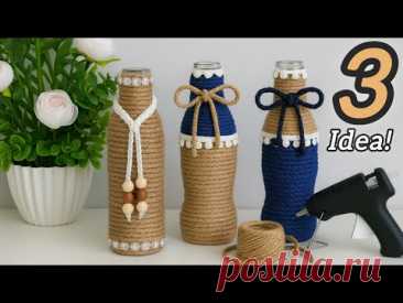 How to DIY Glass Bottle Decor with Jute Rope 🌿