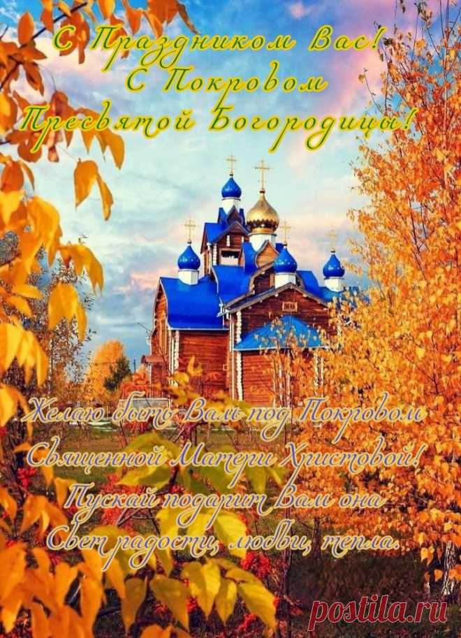 В светлый праздник Покрова Пресвятой Богородицы я хочу пожелать всем мира в душе, добрых помыслов, благородных поступков.