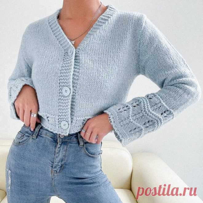 Вязаные кофты на пуговицах: ажурные варианты для знатоков и новичков