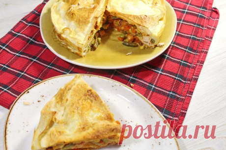 Быстрый пирог из лаваша. Очень вкусный, быстрый пирог из лаваша, куриной грудки и овощей. Сегодня приготовим быстрый пирог из лаваша. Пирог получается очень вкусный, готовить его просто, никто не поверит, что потратили на его готовку минут 30.Ингредиенты:Куриная грудка - 2 шт.Овощная смесь - 400 гр.Лаваш - 2 листаКефир - 250 мл.Яйцо - 2 шт.Сливочное масло - 50 гр.Томатная...