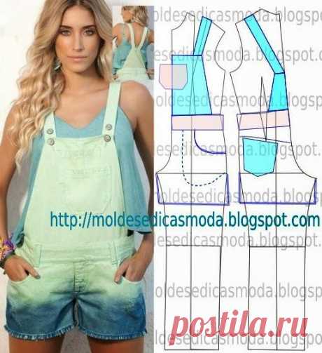 MACACÃO CURTO JEANS FEMININO - Moldes Moda por Medida