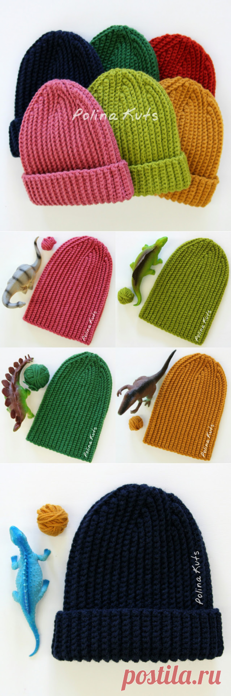 ВЯЖЕМ. Шапка бини крючком - Ribbed beanie hat