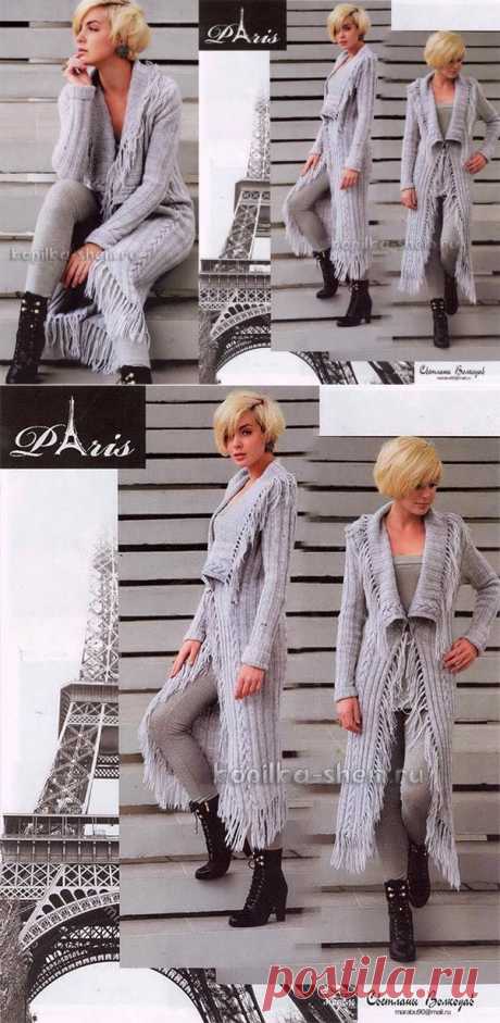 Пальто с бахромой от Светланы Волкодав. Описание, схемы вязания