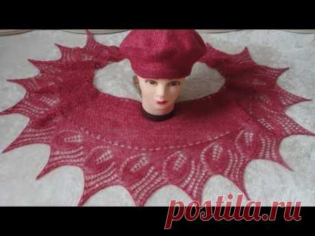Мини шаль спицами с бисером. Knitting shawl