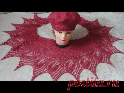 Мини шаль спицами с бисером. Knitting shawl