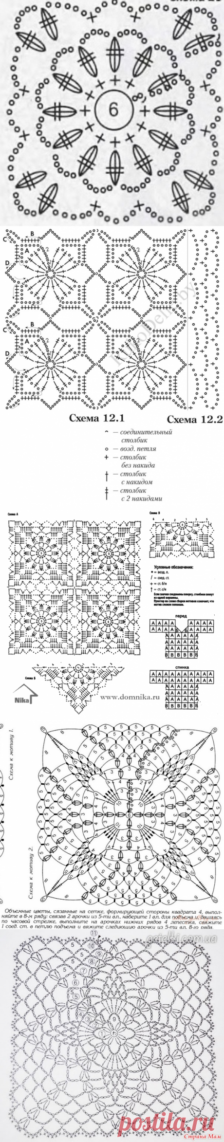 Вязание крючком из квадратных мотивов схемы бесплатно - Кардиган спицами видео 145