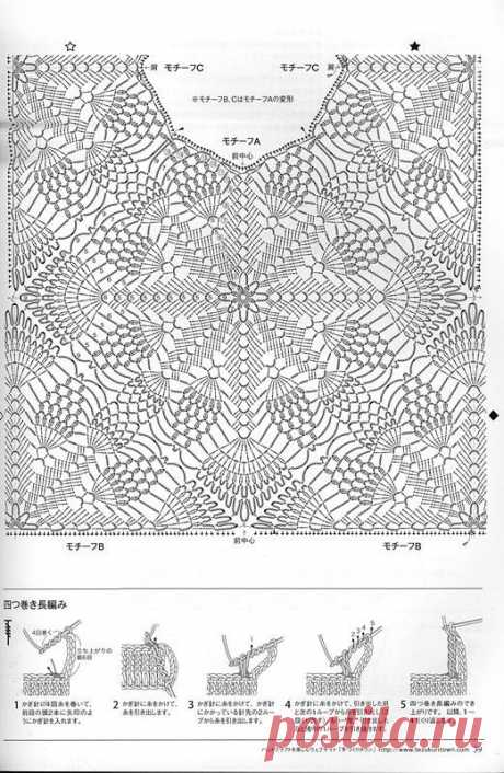 (57) beautiful Pineapple pattern NV70173 (pineapple pattern shirt) - Basil - Basil's blog | Ideas for Crochet Boleros