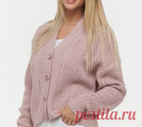 Стильный женский кардиган спицами
