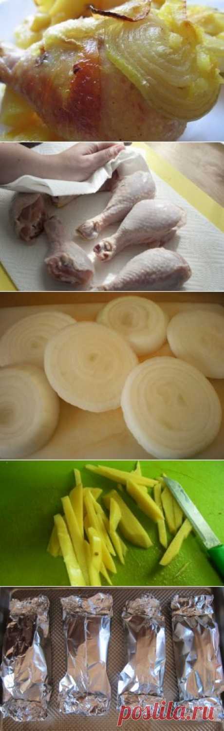 Курица с картошкой в фольге в духовке