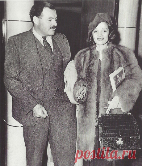 1938. Эрнест Хемингуэй с Марлен Дитрих