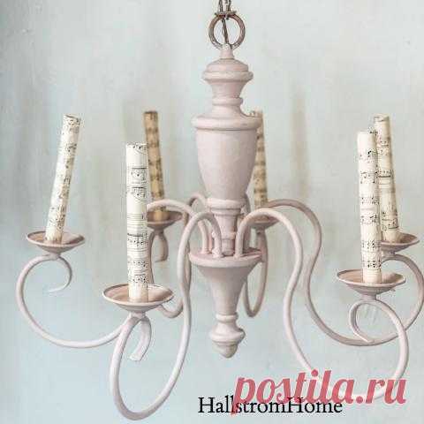 Soft Pink Antique Chandelier Soft Pink Antique Chandelier This is painted in a soft pink and the candle covers have antique song sheets covering for a very vintage look. This is a metal chandelier. Dimensions: Free US Shipping Please message me with any questions.
