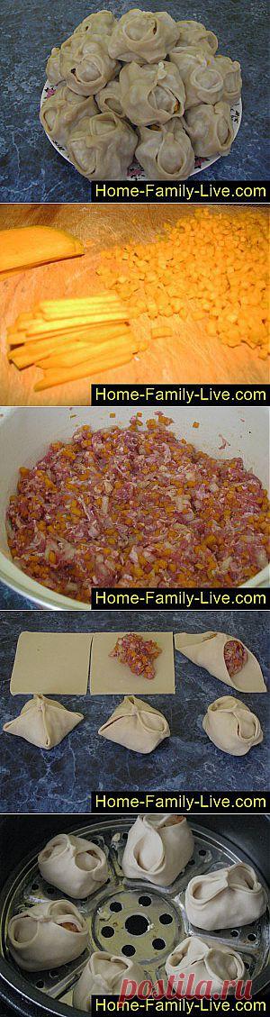 Кулинарные рецепты Манты с мясом и тыквой &raquo; Кулинарные рецепты
