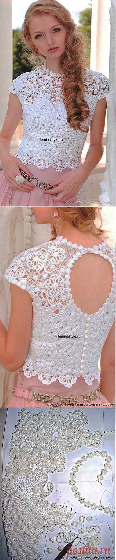Летний топ-корсет, связанный крючком.