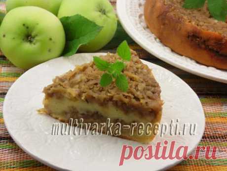 Творожный пирог с яблоками в мультиварке, рецепт с фото