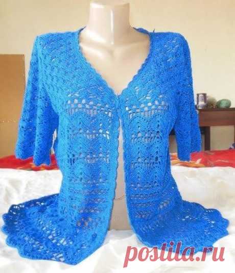 Летний жакетик с короткими рукавами (Вязание крючком) — Журнал Вдохновение Рукодельницы