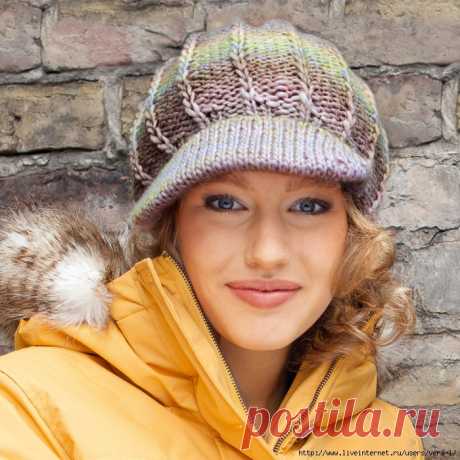 Вязание спицами и крючком: Кепка из меланжевой пряжи