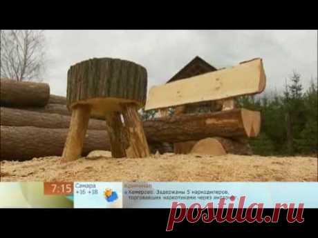 Дачная мебель из одного бревна бензопилой