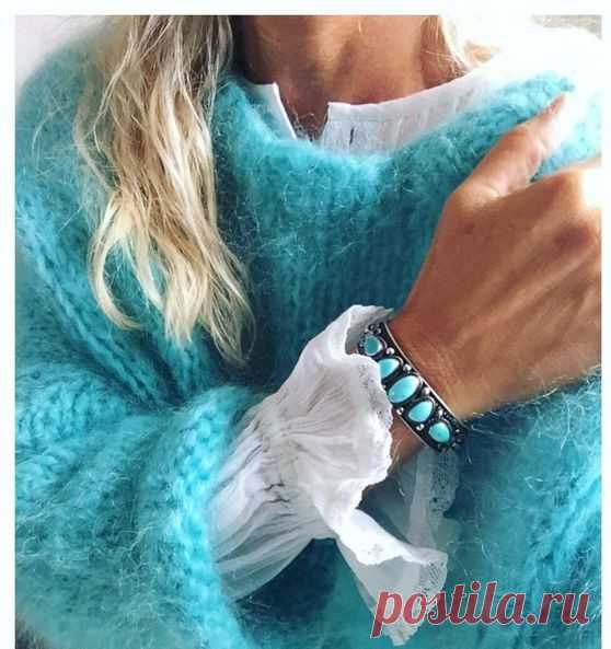 Пуловер из мохера спицами, описание