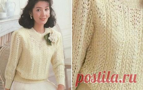 Красивый женский пуловер, нежно-лимонного цвета