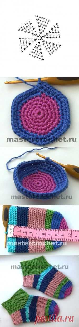 Носочки крючком за час из остатков пряжи..