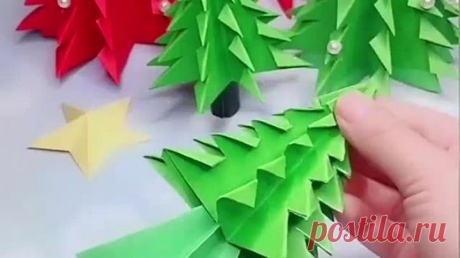 Объемная елочка из бумаги